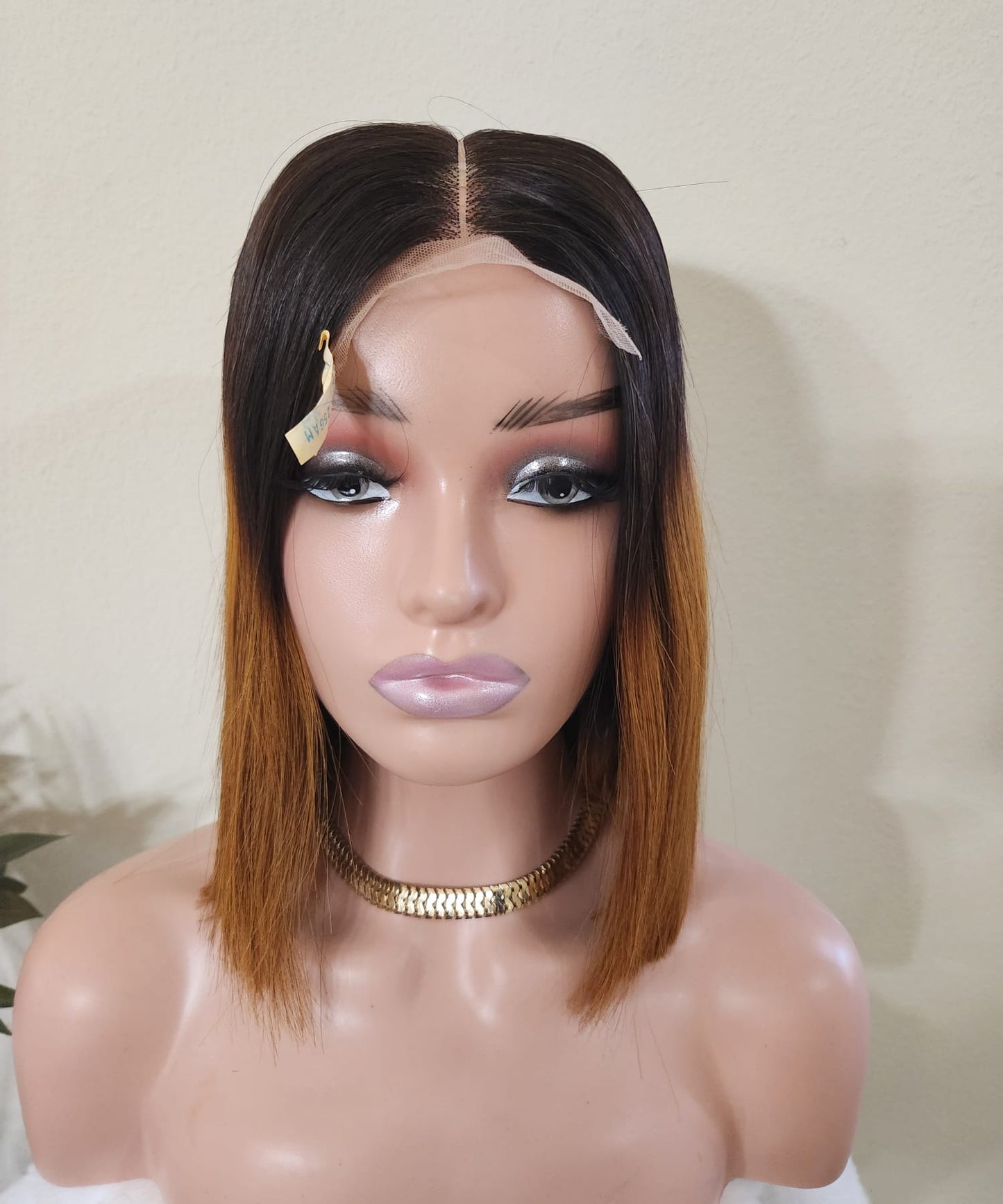 10" Vietnamese Raw Human Hair Bob Wig - Brown Ombre | Sleek Cut